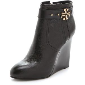 LIKE NEW!!!!! Black Tory Burch wedge bootie-worn twice